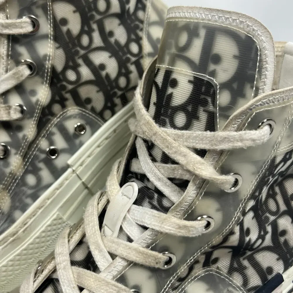 DIOR Sneakers Mens 40 B23 League High Top Oblique Canvas Black White Italy